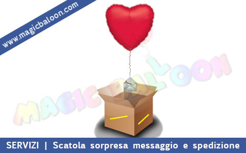 Consegna scatola sorpresa spedizione autorizzata a domicilio di palloncini volano Gas Elio spediti da Milano per Italia