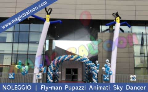 Noleggio e vendita di pupazzi animati fly-man sky dancer personalizzati e professionali palloni e palloncini allestimenti addobbi Milano Italia 
