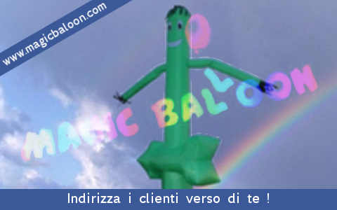 Noleggio e vendita di tubi animati fly-tube anche personalizzati e professionali palloni e palloncini allestimenti addobbi Milano Italia