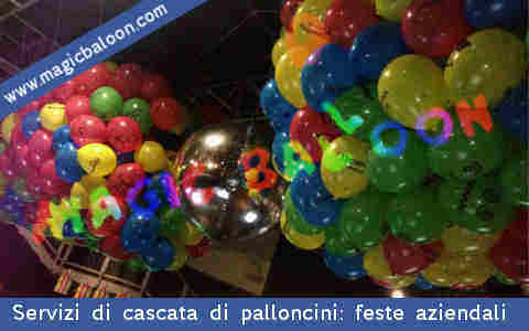 servizi allestimento addobbi cascata palloncini biodegradabili lattice naturale agenzie eventi pubblicitarie feste private discoteche